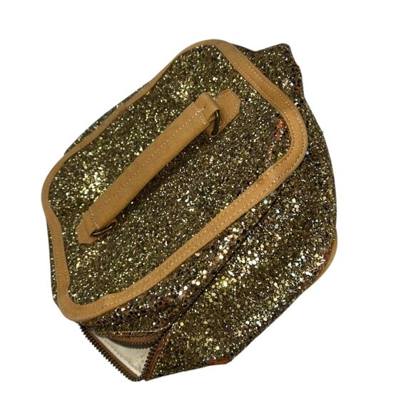 J. Crew Holiday gold metallic all sparkles train case travel bag - Picture 3 of 7